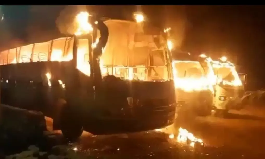 Kukatpally: Fire breaks out at IDL Lake  parking  bay; 3 buses destroyed