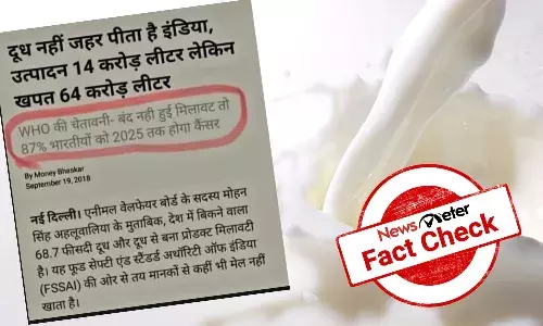 Did WHO issue advisory to Indian government on milk adulteration?