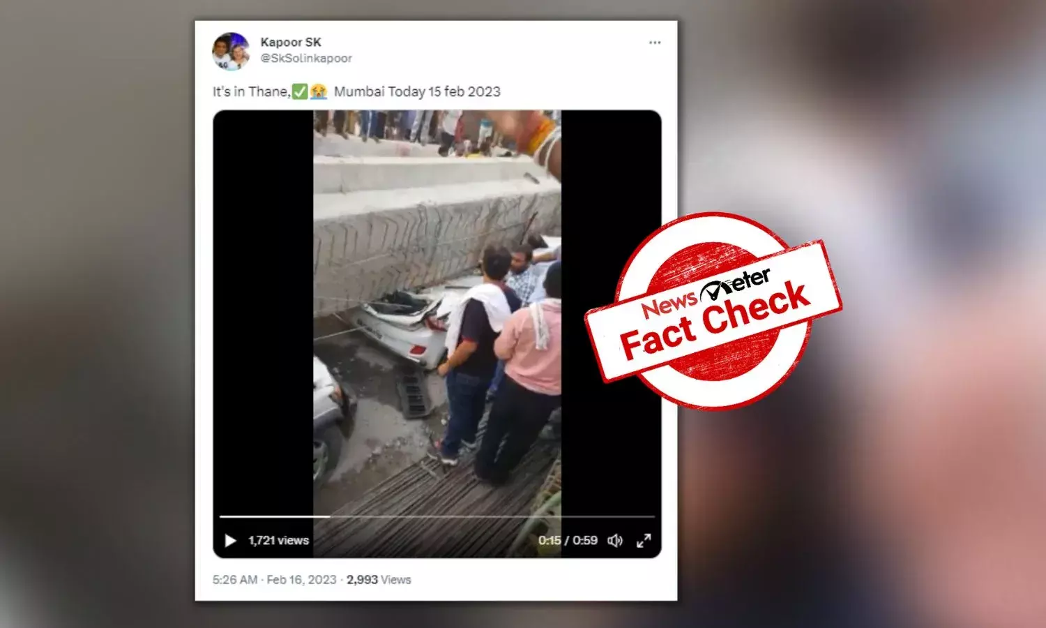 This video of flyover collapse is from Varanasi, not Thane