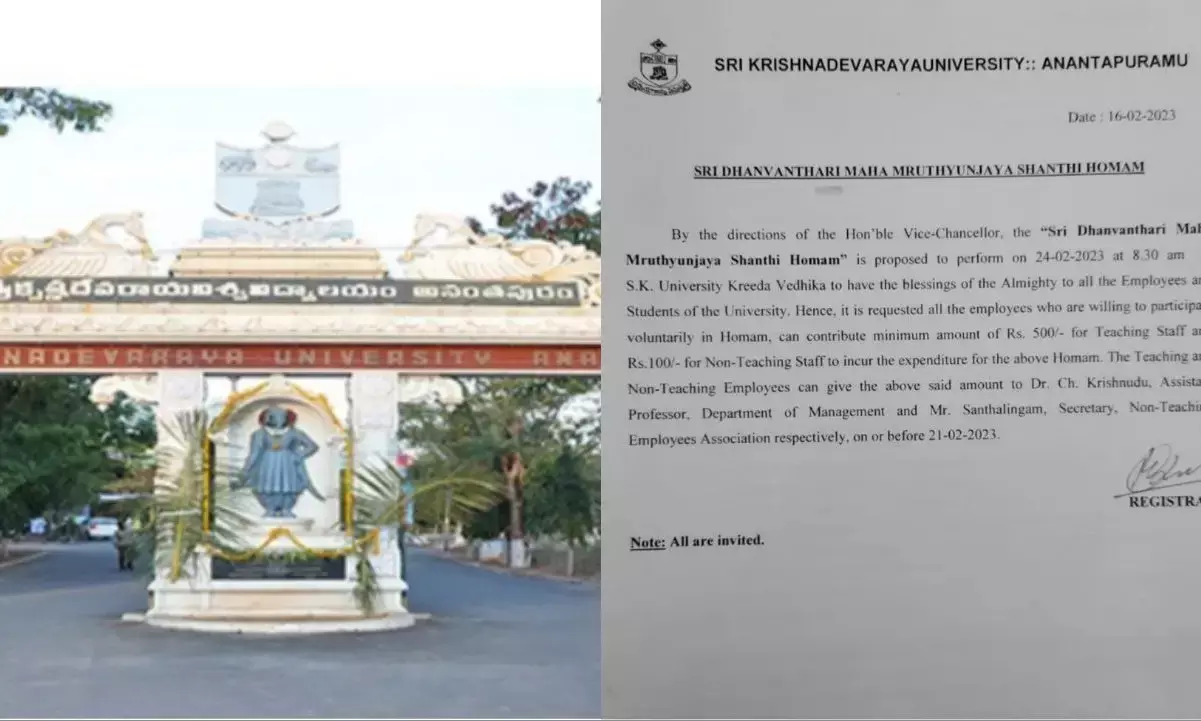 Krishnadevaraya University plans homam to save employees from ‘untimely’ deaths, draws ire