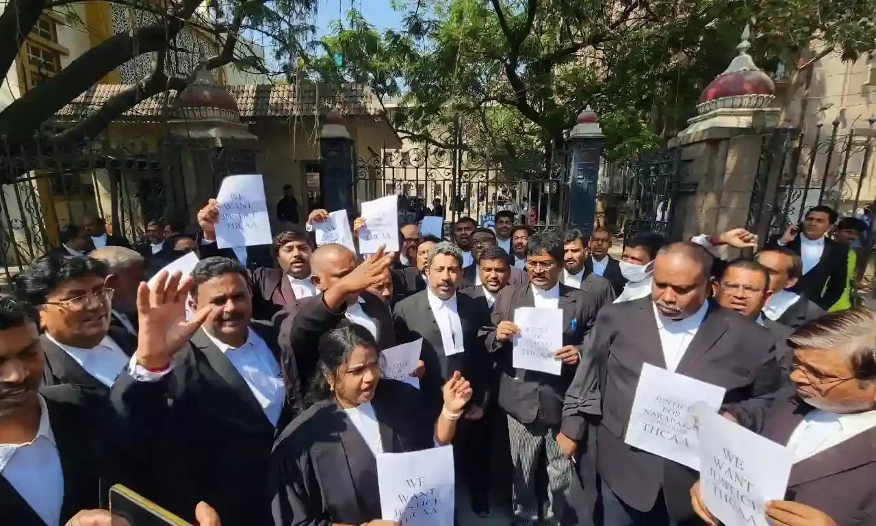 Telangana High Court lawyers protest against attack on advocate