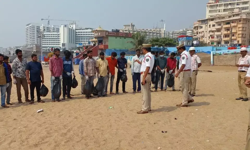 Vizag: Court directs 52 drunk drivers to clean beach, video goes viral