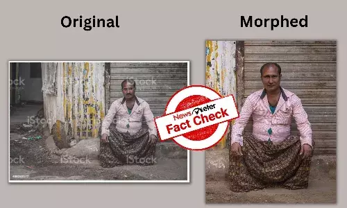 Morphed photo shows Vladimir Putin sitting in a Hyderabad  street