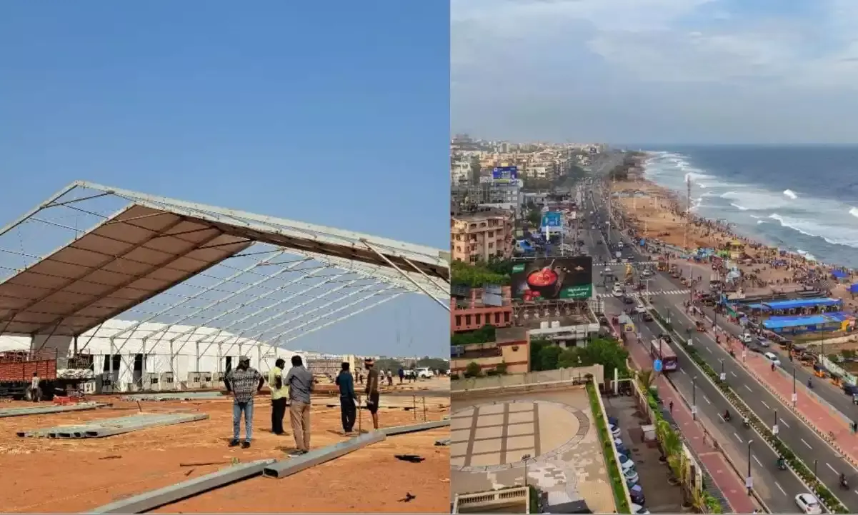 Arrangements for Global Investors Summit at AU Engineering grounds