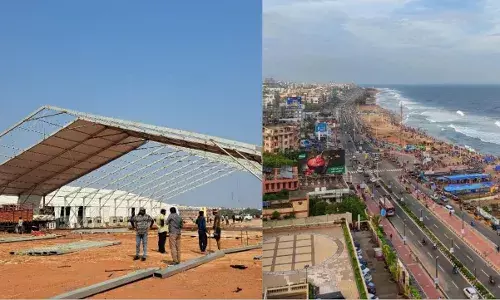 Arrangements for Global Investors Summit at AU Engineering grounds