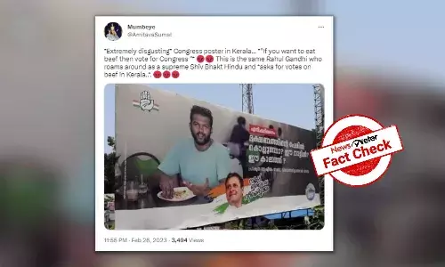 NewsMeter verified that the hoarding does not have any reference to beef.