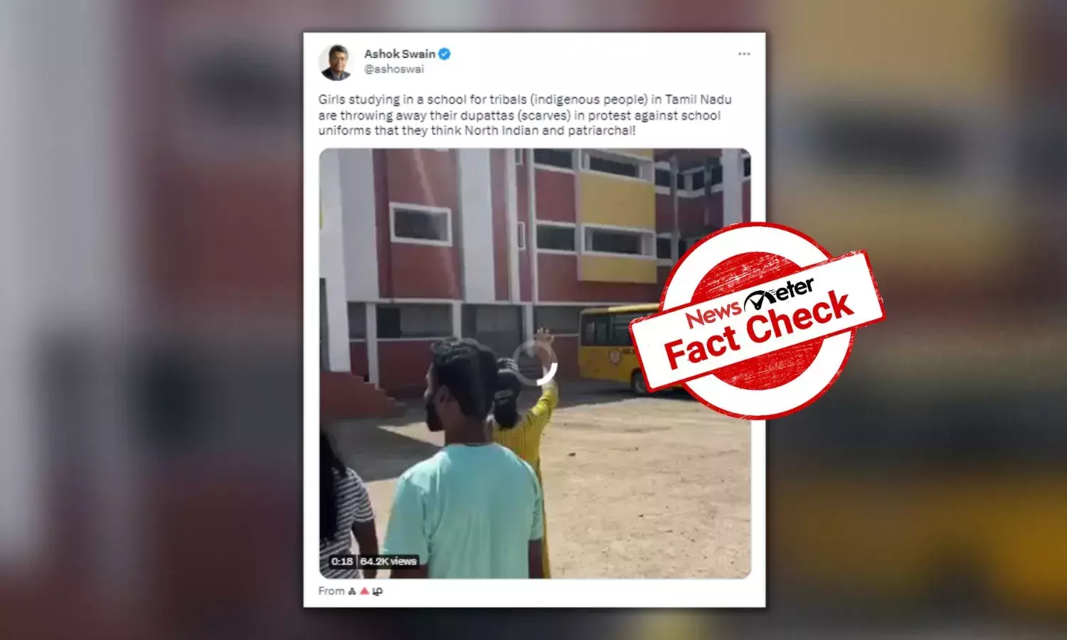 NewsMeter found that the girls threw their dupattas as a welcome gesture to author Geeta Ilangovan who was invited to address them.