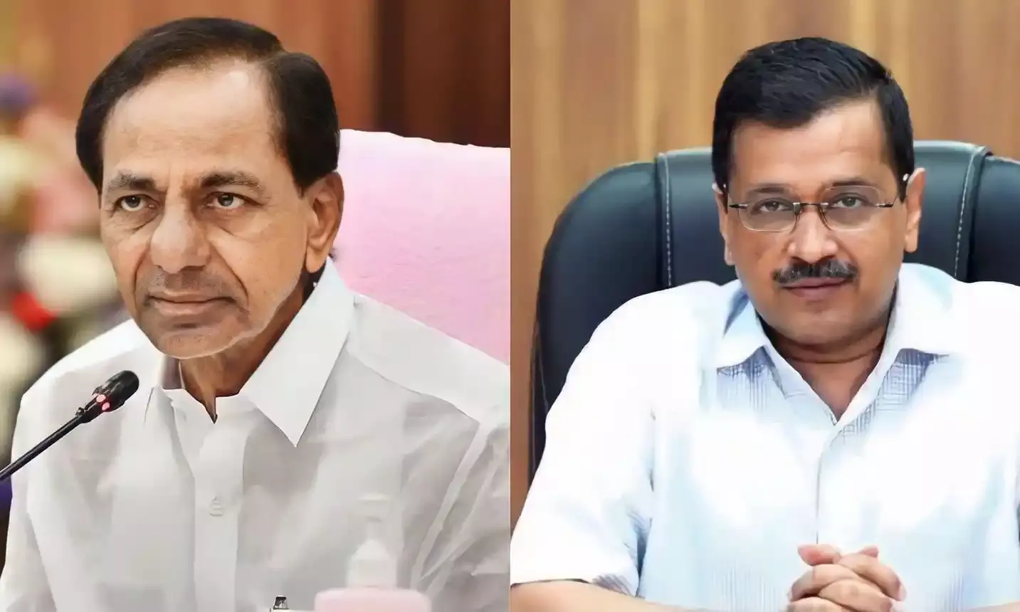 From left: KCR and Arvind Kejriwal