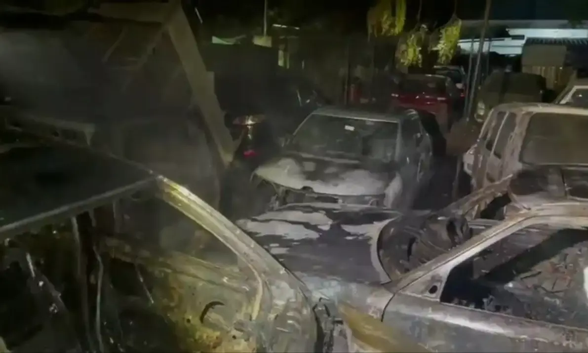 Fire at a garage in Hyderabad