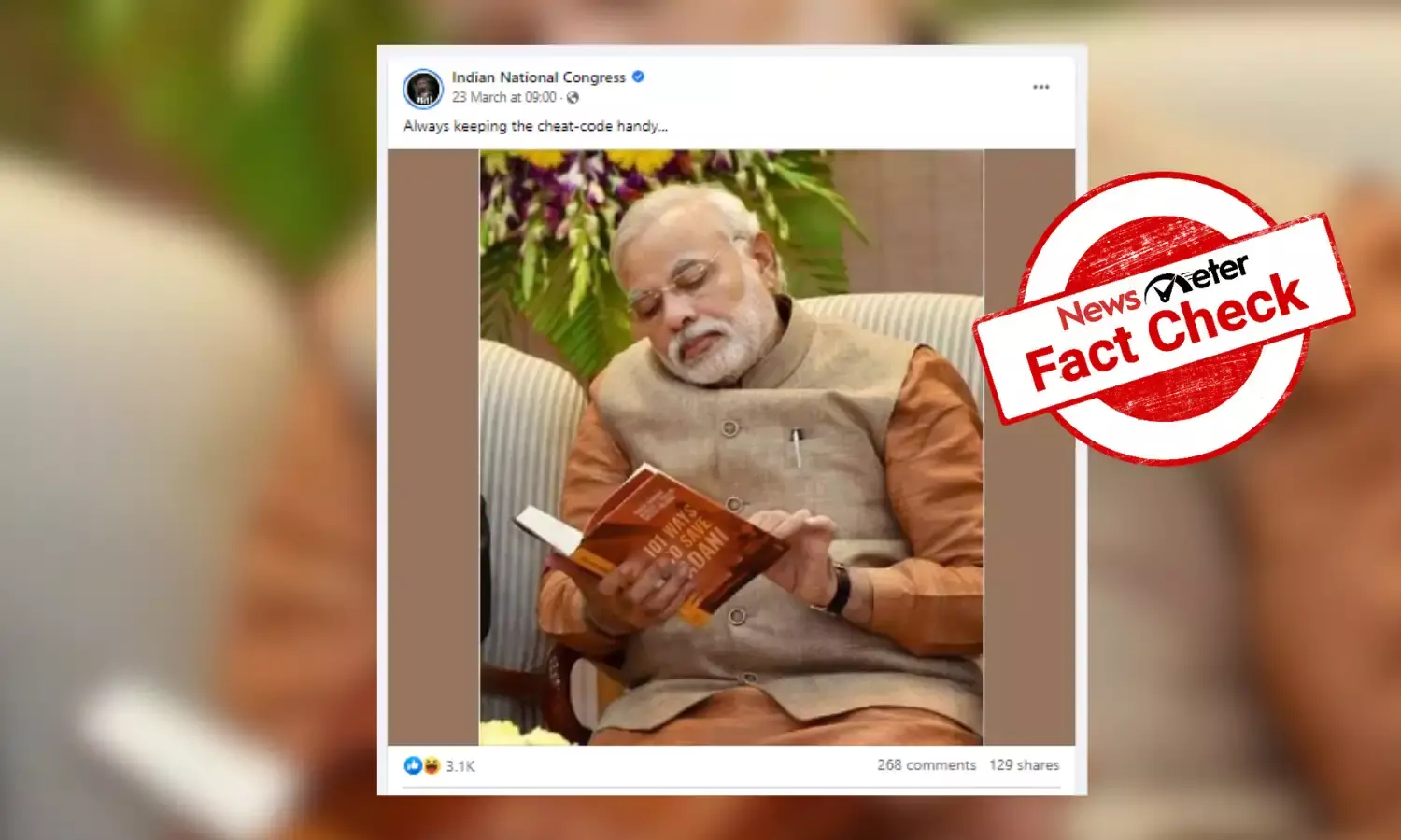 Congress shares morphed image of PM Modi reading ‘101 Ways To Save Adani’