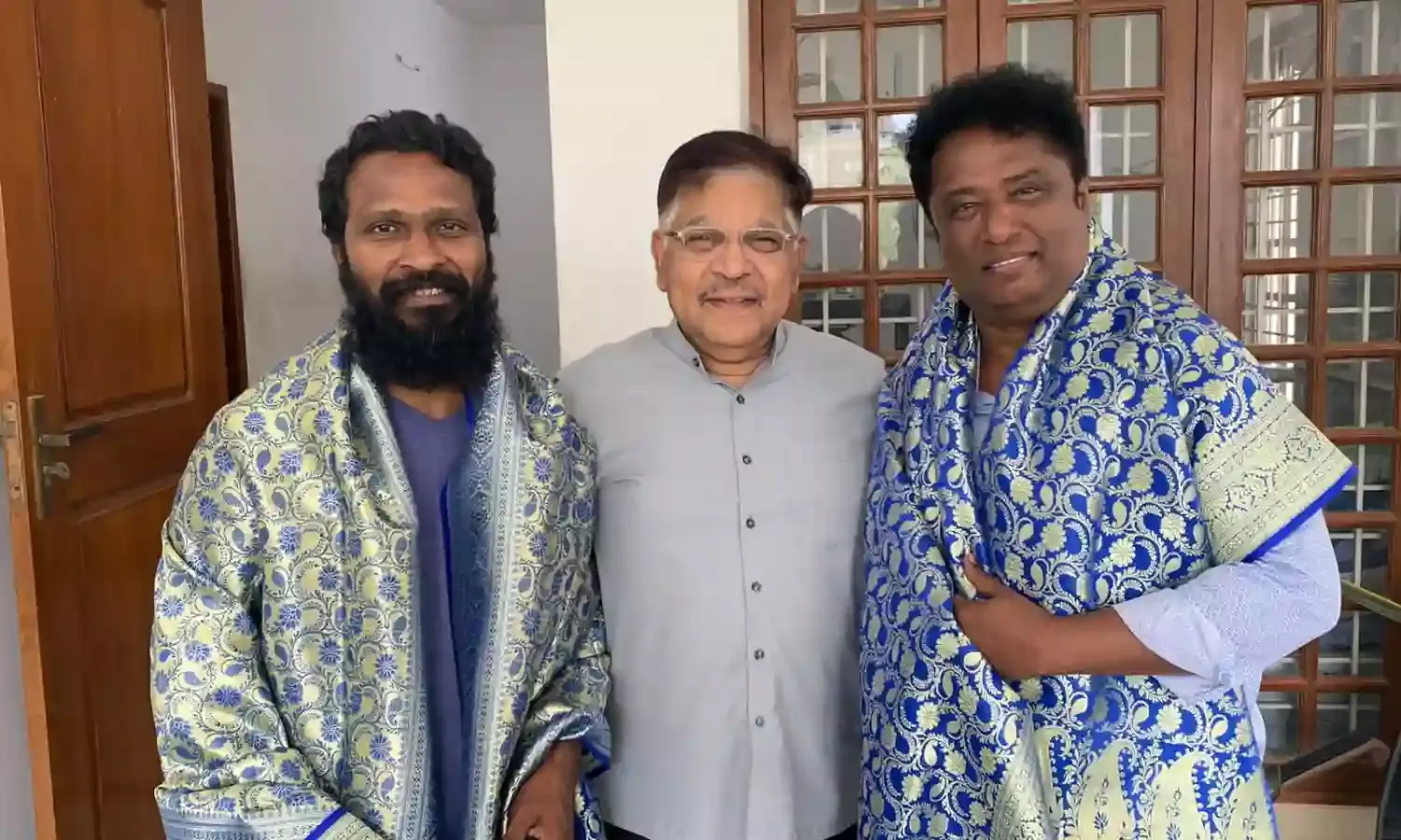 (from left) Vetrimaaran, Allu Aravind and Elred Kumar Santhanam (producer of Viduthalai)