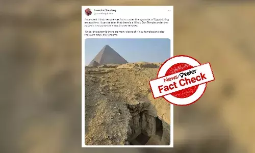 Image of excavated tomb near pyramid falsely shared as discovery of Hindu Temple