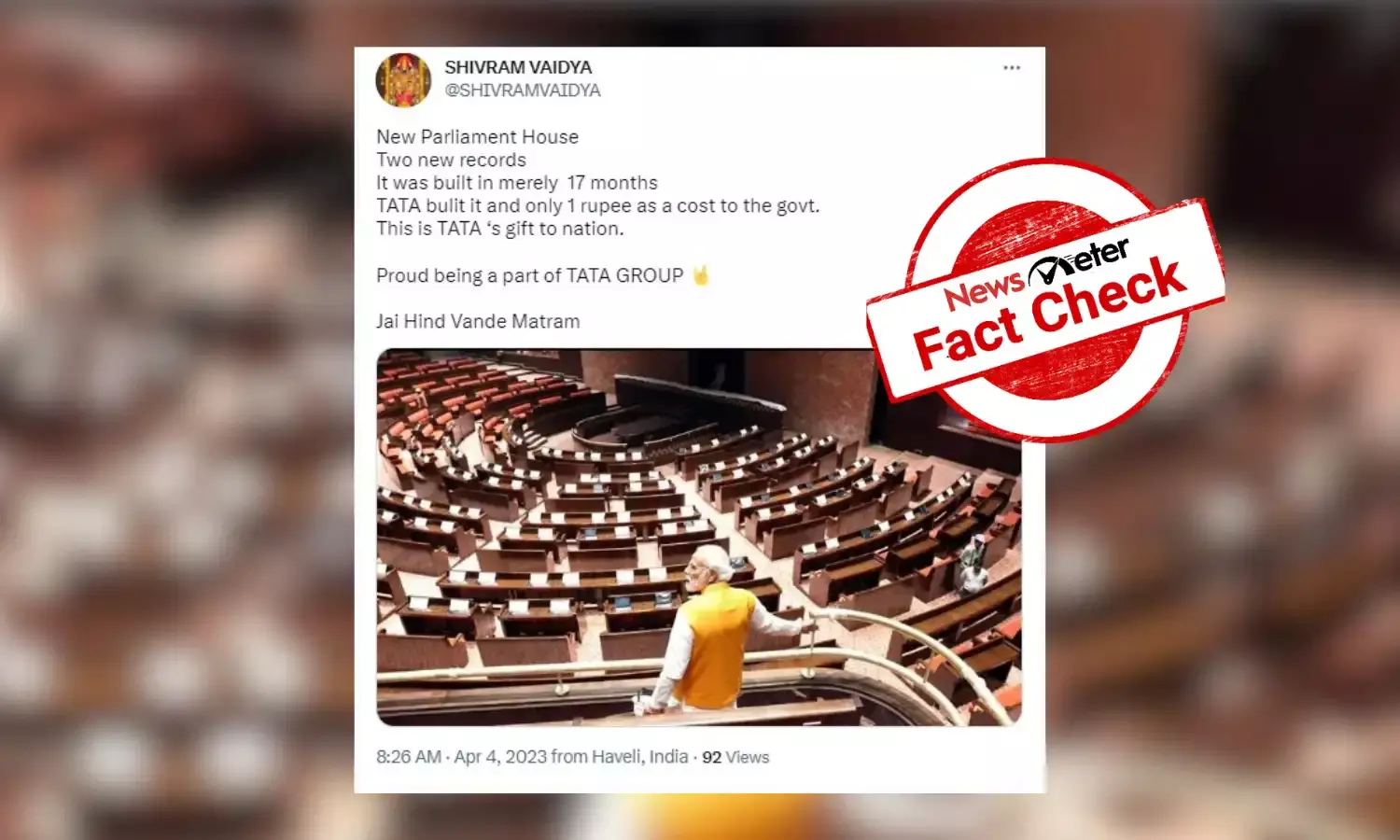 Fact Check: Is TATA group charging only one rupee for constructing Parliament?