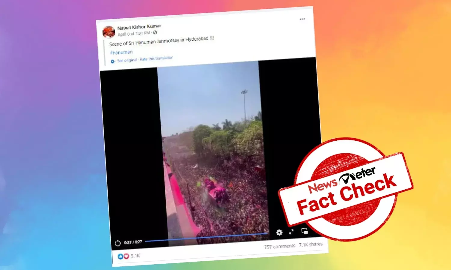 Unrelated video from Indore shared as Hanuman Janmotsav in Hyderabad