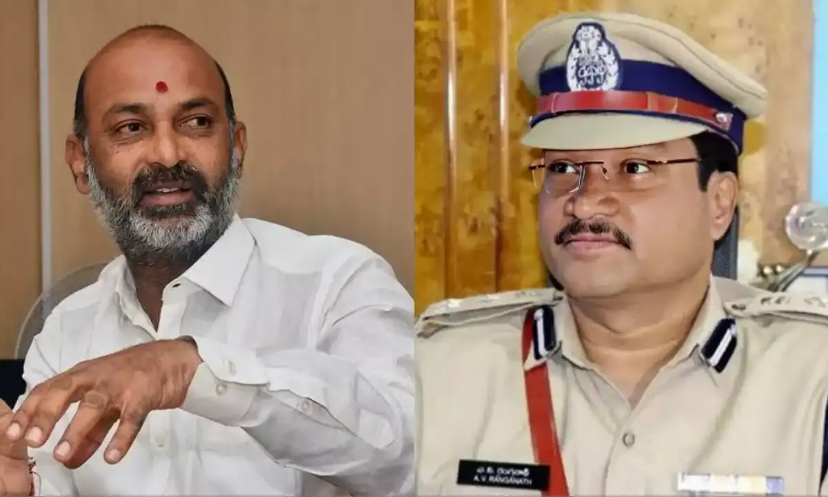From left: Bandi Sanjay, Warrangal CP Ranganath