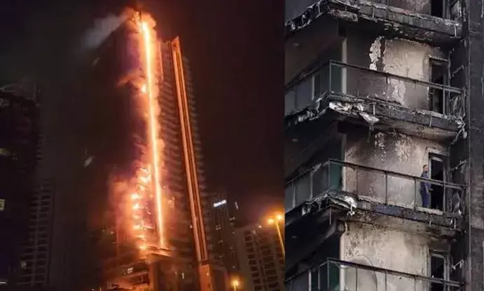 Residential Building that caught fire in Dubai