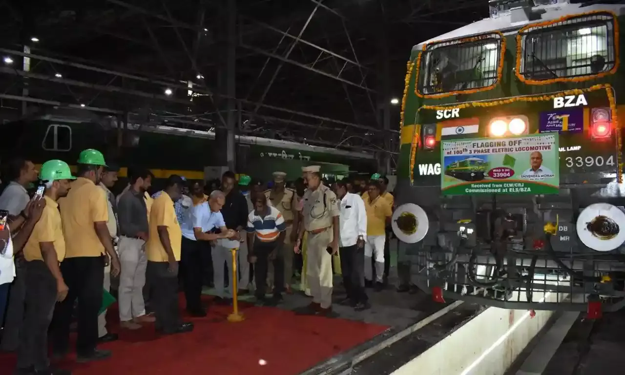 Vijayawada division flags off 100th three-phase locomotive