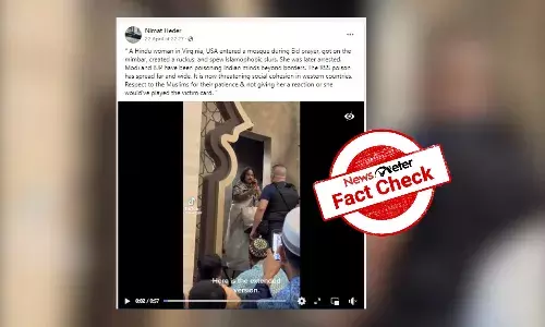 This video does not show a Hindu woman disrupt Eid prayers at a US mosque