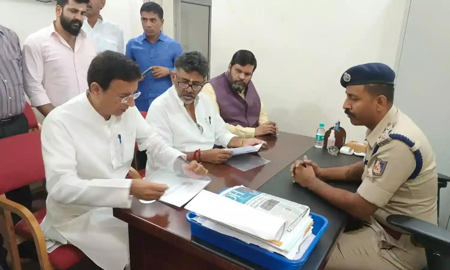 The complaint was made by AICC General Secretary in-charge of Karnataka Randeep Singh Surjewala, state Congress president D K Shivakumar and former Deputy Chief Minister G Parameshwara to the Station House Officer, High Grounds police station here.