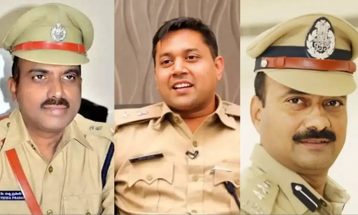 From Left: IPS officers Vishwa Prasad, Avinash Mohanty, and M Ramesh