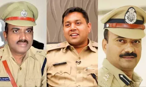 From Left: IPS officers Vishwa Prasad, Avinash Mohanty, and M Ramesh