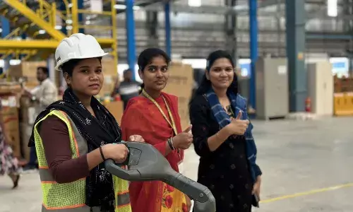 Women employees working at Flipkart’s newly opened fulfillment center in Sangareddy, Telangana
