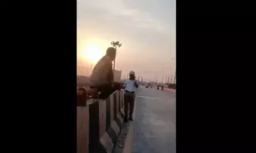 Hyderabad traffic constable pulls man from brink of suicide