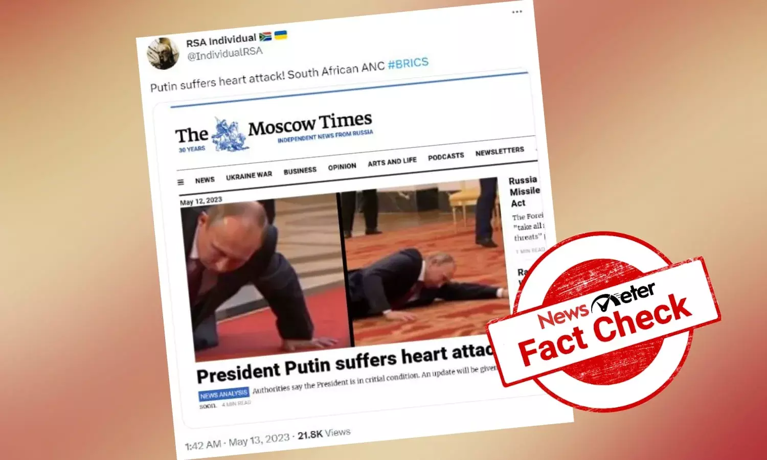 Viral image of Vladimir Putin suffering heart attack is AI-generated