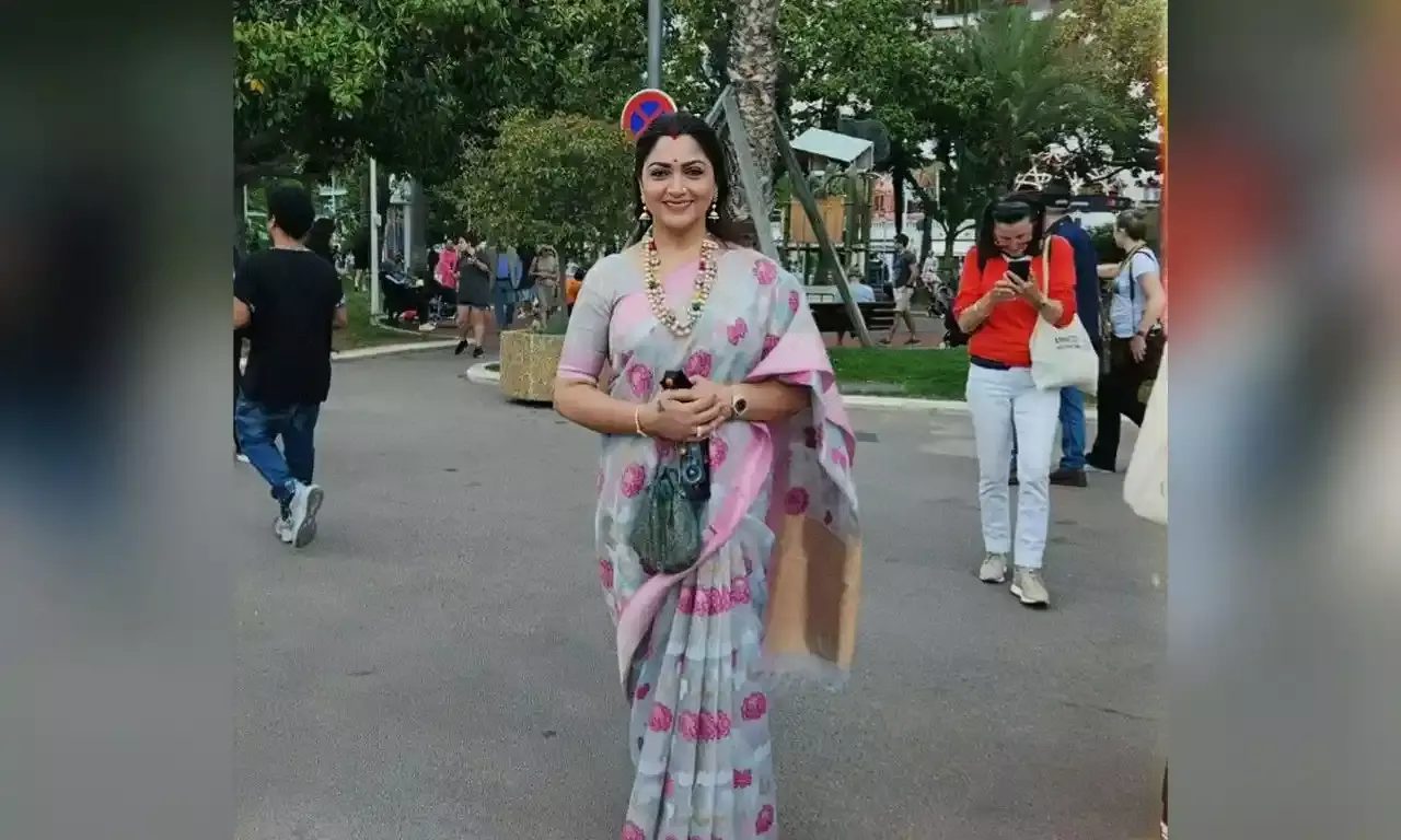 Actor Khushbu walks red carpet in sari at Cannes