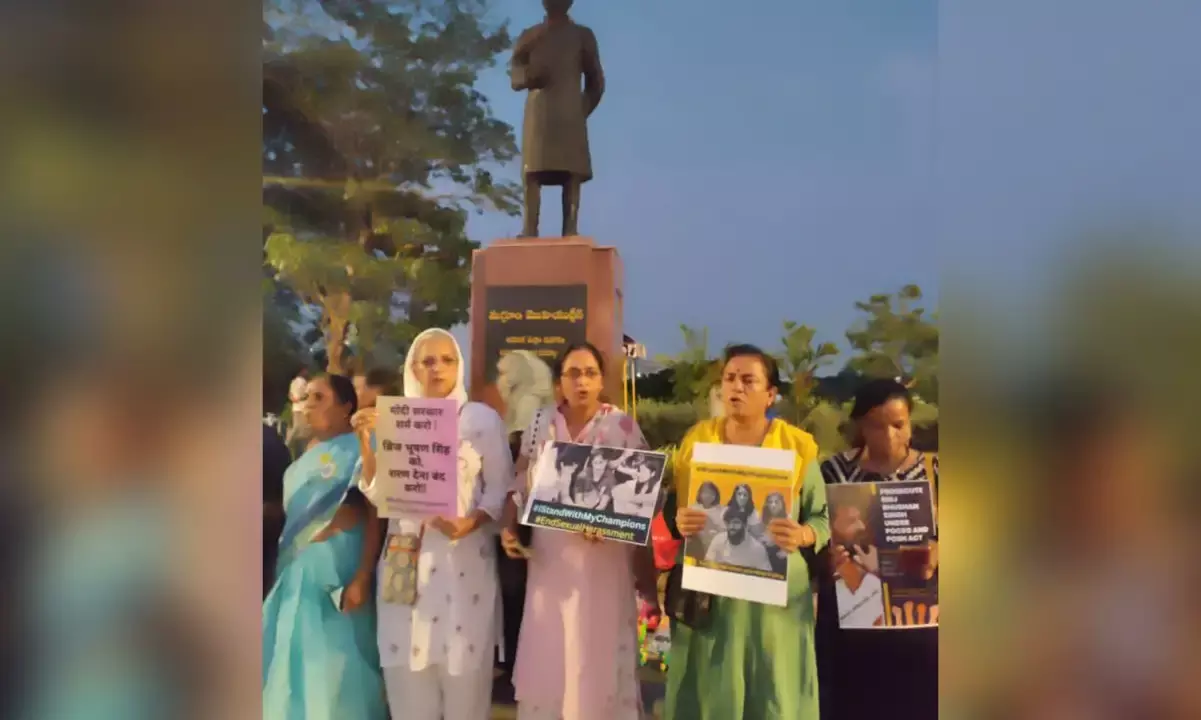 Hyderabad activists demand arrest of BJP MP for sexually harassing wrestlers