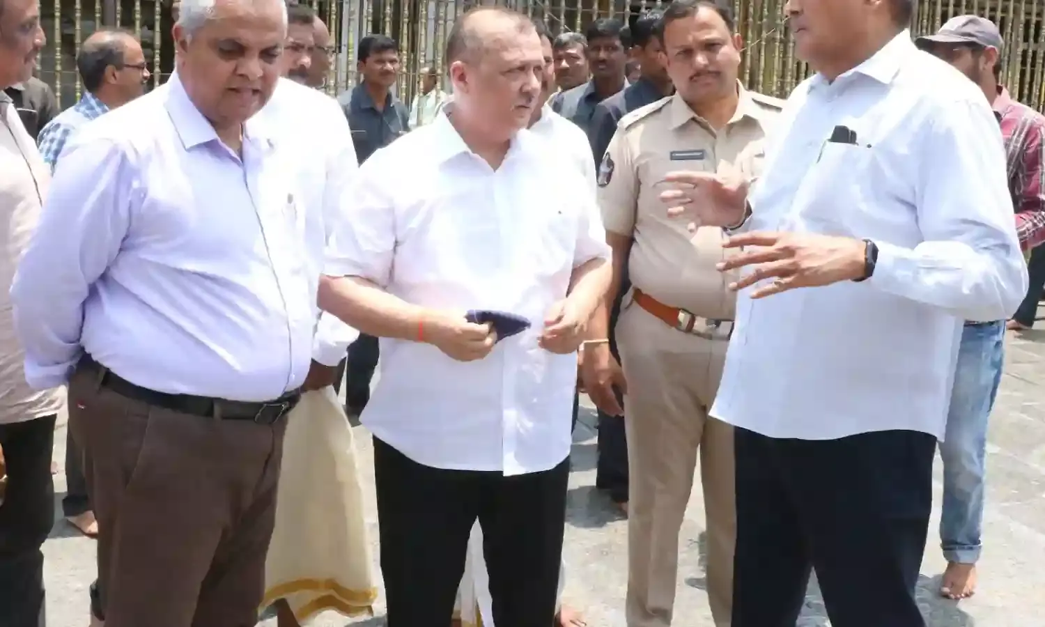 State Principal Secretary (Home) Harish Kumar Gupta inspecting security aspects at Tirumala, along with senior police officers and TTD officials.