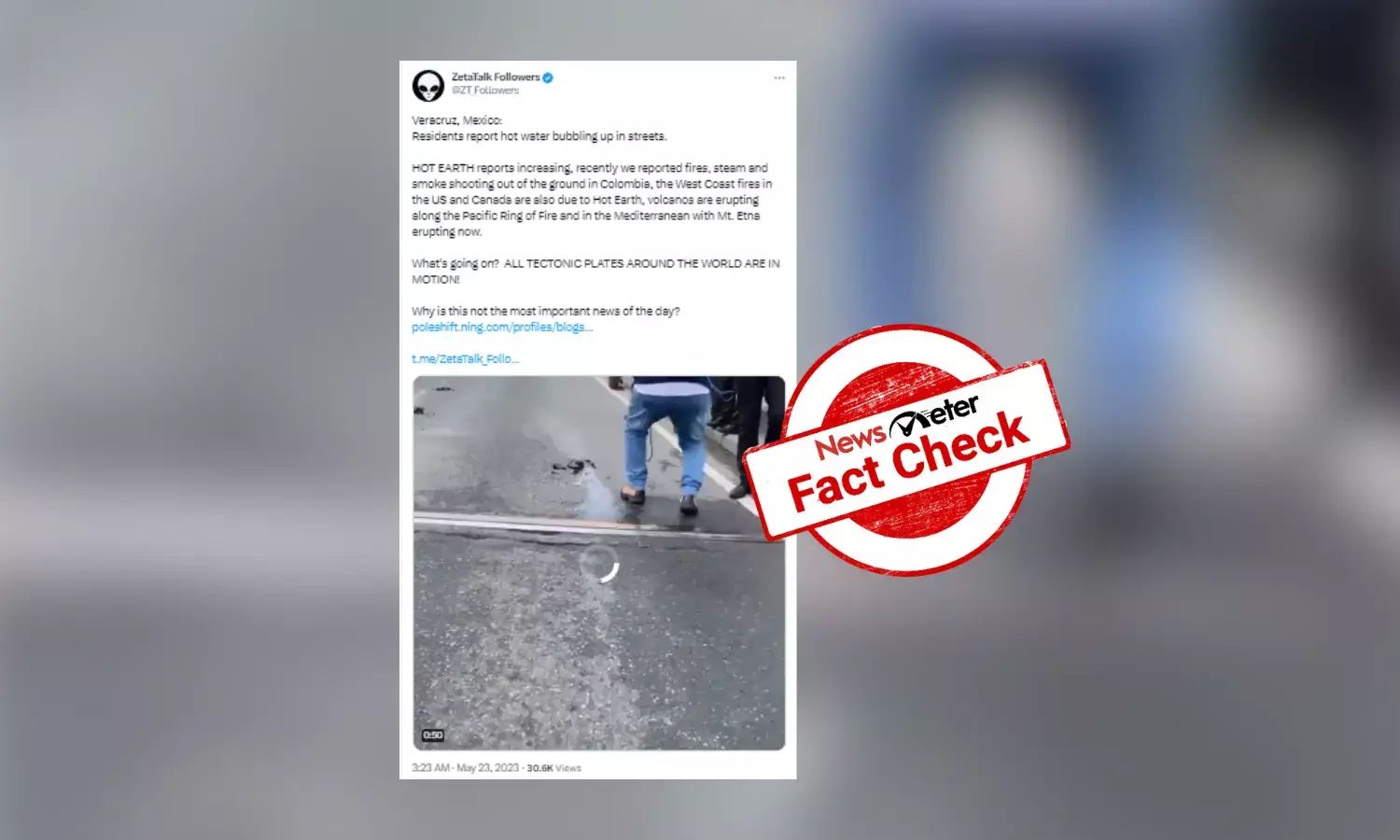 Is Mexican volcano causing hot water to erupt through street cracks?