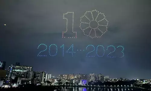 Telangana Formation Day: Cyberabad polices 500 drones light up Hyderabad skies