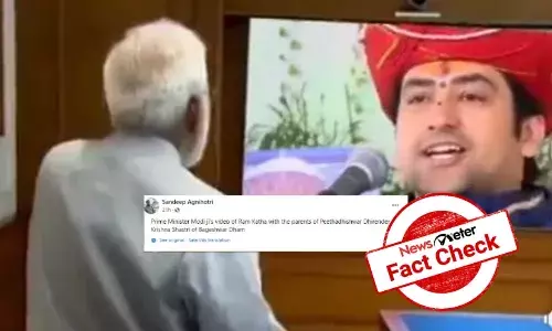 Fact Check: Viral video of PM Modi watching Bageshwar Baba on TV is edited
