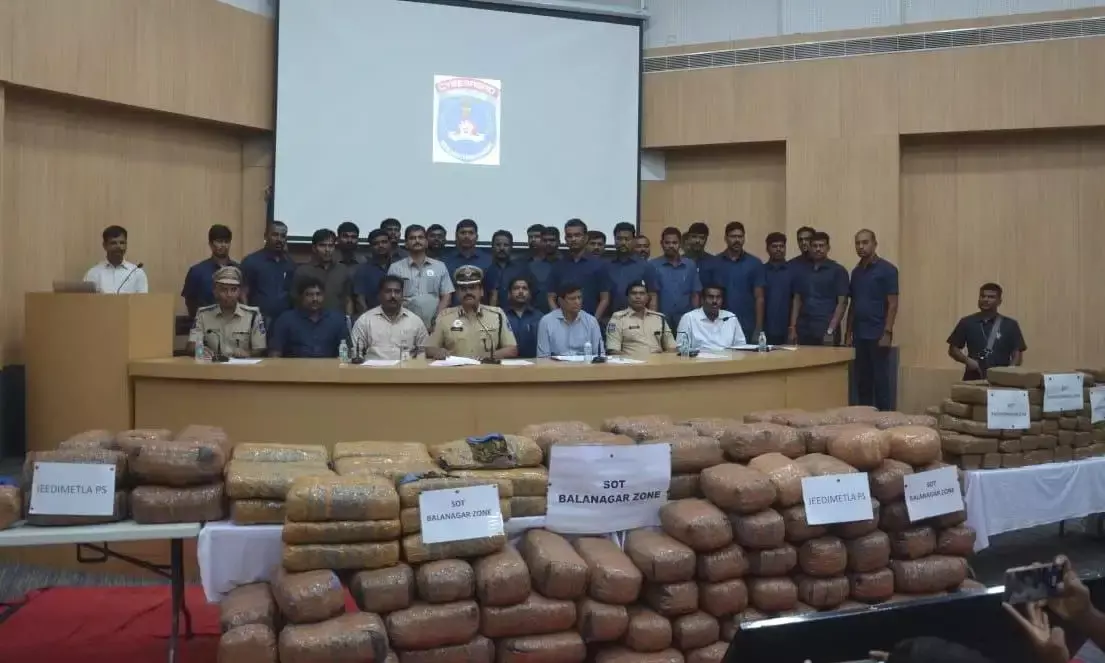 Cyberabad police bust ganja smuggling, 8 arrested; Rs 2.80 Cr worth contraband seized.