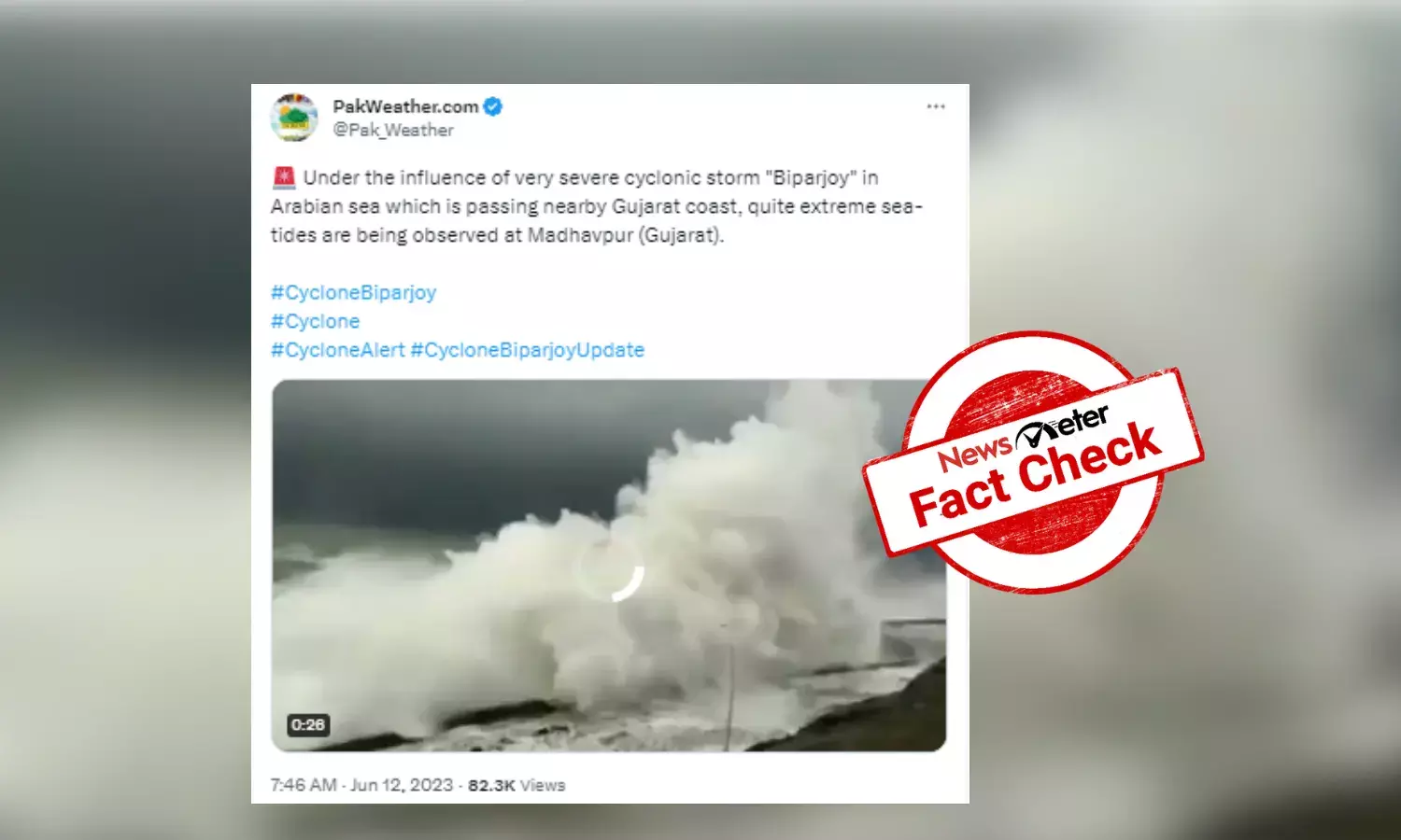 Old video of tides from Spain passed off as cyclone Biparjoy in Gujarat