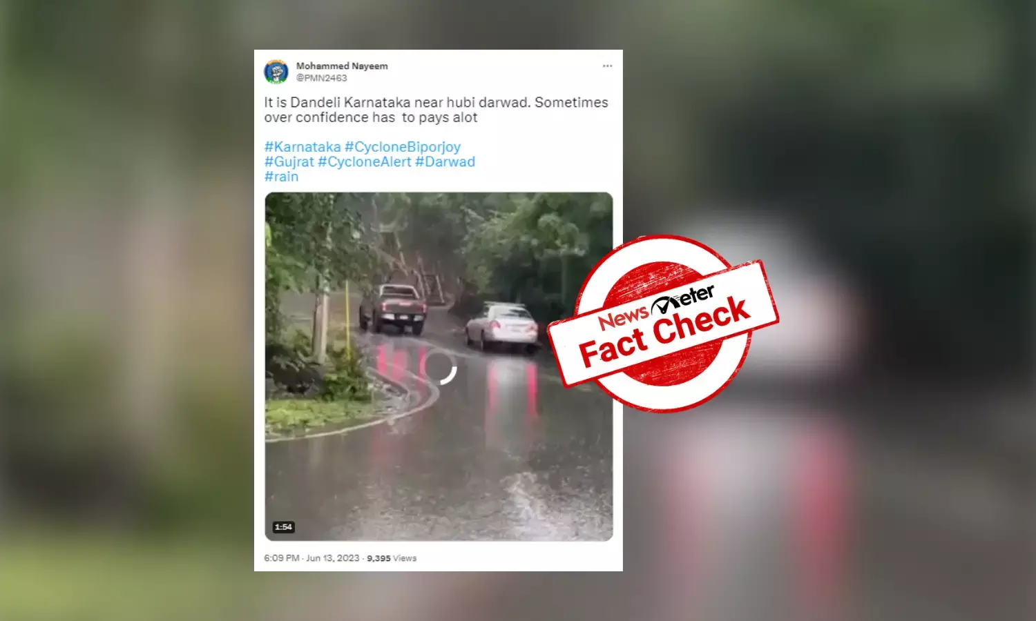 Fact Check: Viral video of drowning car is not due to Cyclone Biparjoy