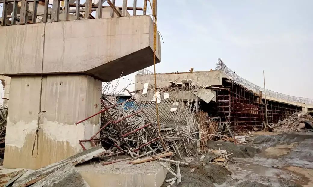 Hyderabad: Ramp connecting under-construction flyover on Sagar Road collapses; 4 injured