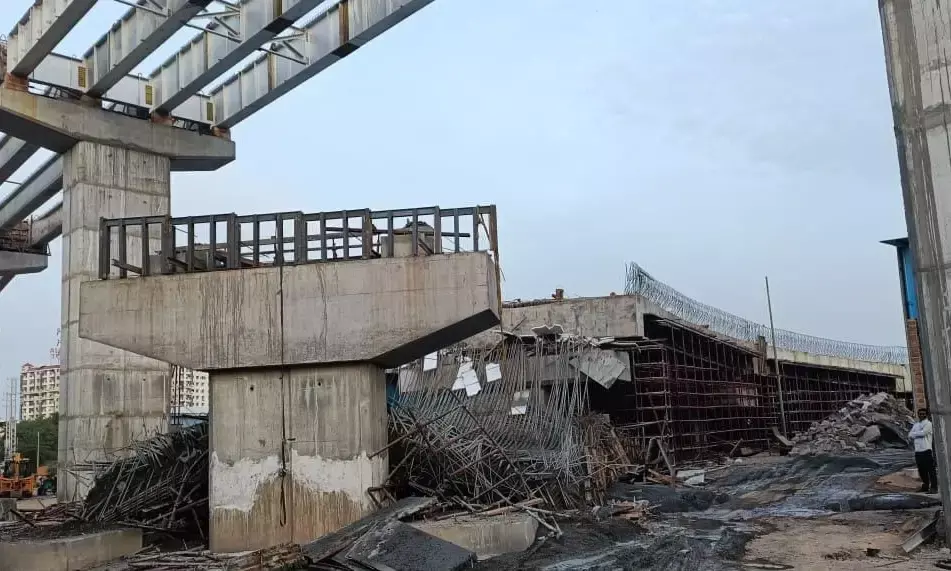 Ramp connecting under-construction flyover on LB Nagar collapses; 8 injured