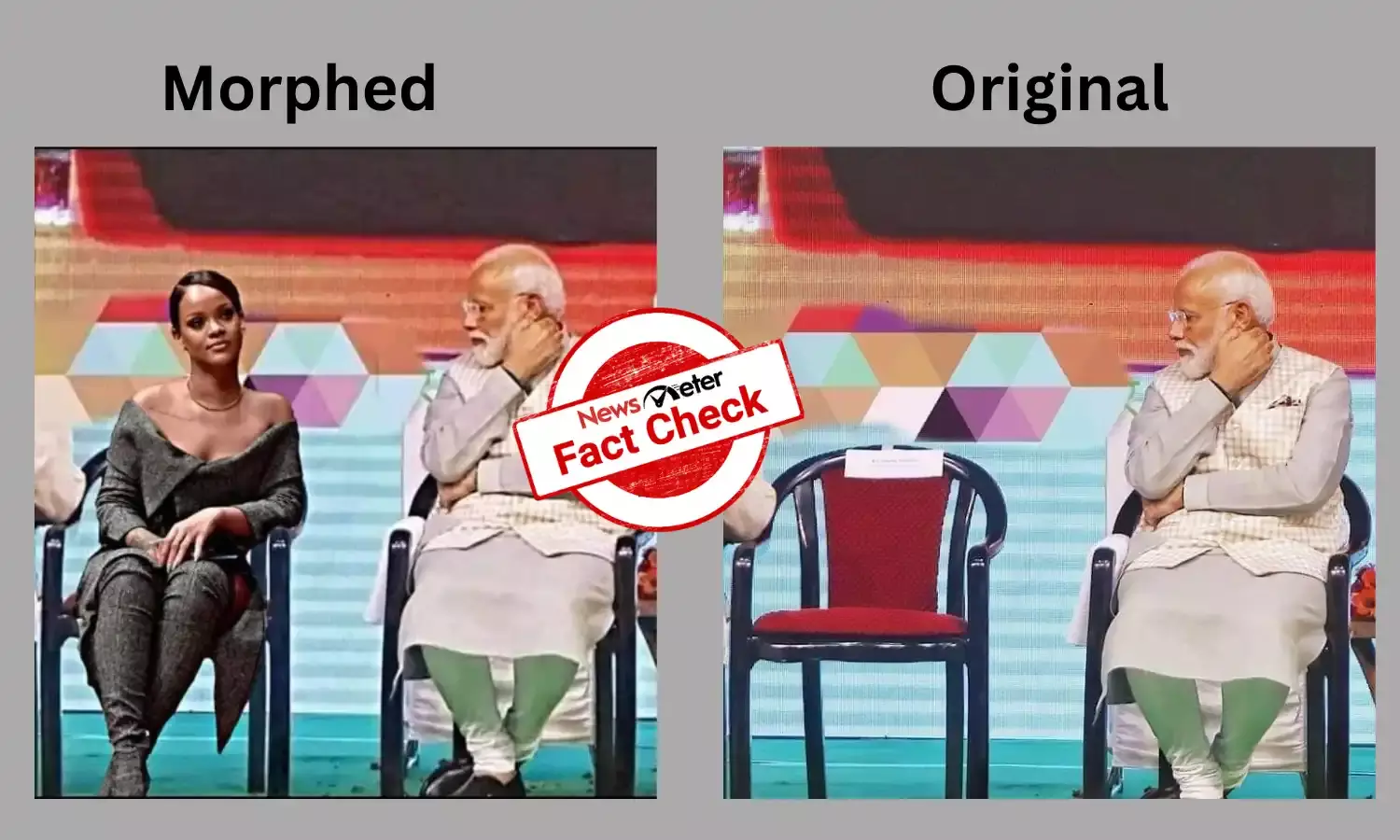 Fact Check: Image of PM Modi looking at Rihanna ‘inappropriately’ is morphed