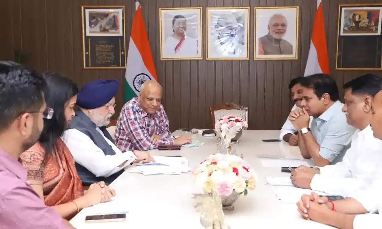 KTR meets union minister Hardeep Singh Puri in Delhi, pushes for Centre’s aid to develop Telangana’s roads, metro, sanitation.