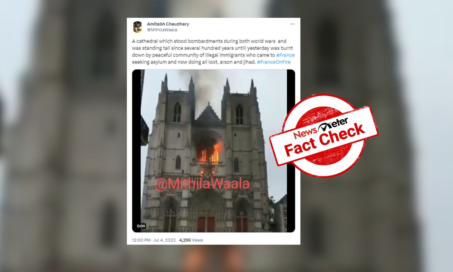 Fact Check: Old video of church fire falsely linked to riots in France