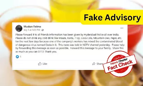 Fact Check: Hyderabad police warning on ebola-contaminated cold drinks is fake