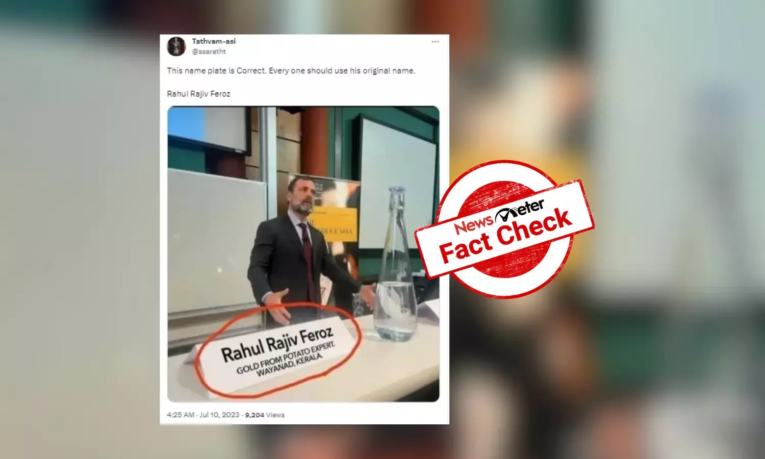 Fact Check: Nameplate identifying Rahul Gandhi as Rahul Rajiv Feroz at Cambridge is morphed
