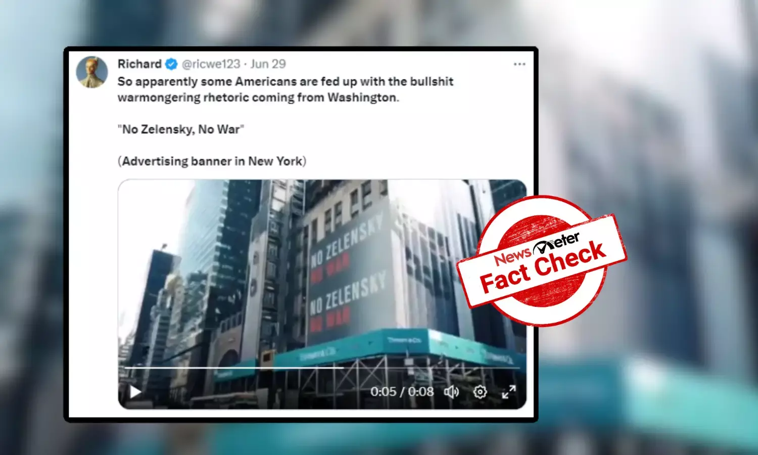 Fact Check: Video of anti-Zelensky hoarding on Fifth Avenue in New York is doctored