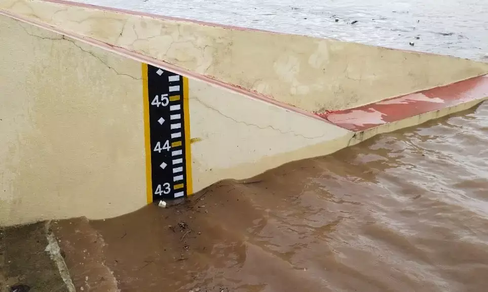First warning given as Godavari rises to 43 feet at Bhadrachalam.