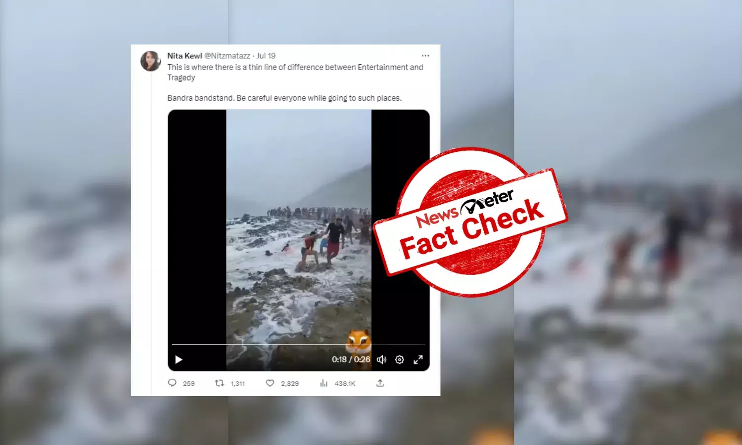 Fact Check: Video of waves dragging family into sea is from Oman, not Mumbai