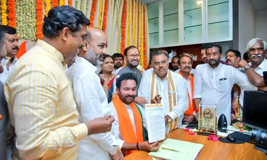 Union Minister Kishan Reddy formally takes charge of Telangana BJP