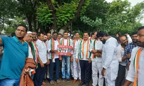 TPCC protest at GHMC head office for flood relief, rehabilitation