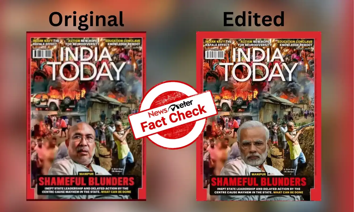 Fact Check: India Todays cover page on Manipur does not feature PM Modi’s image